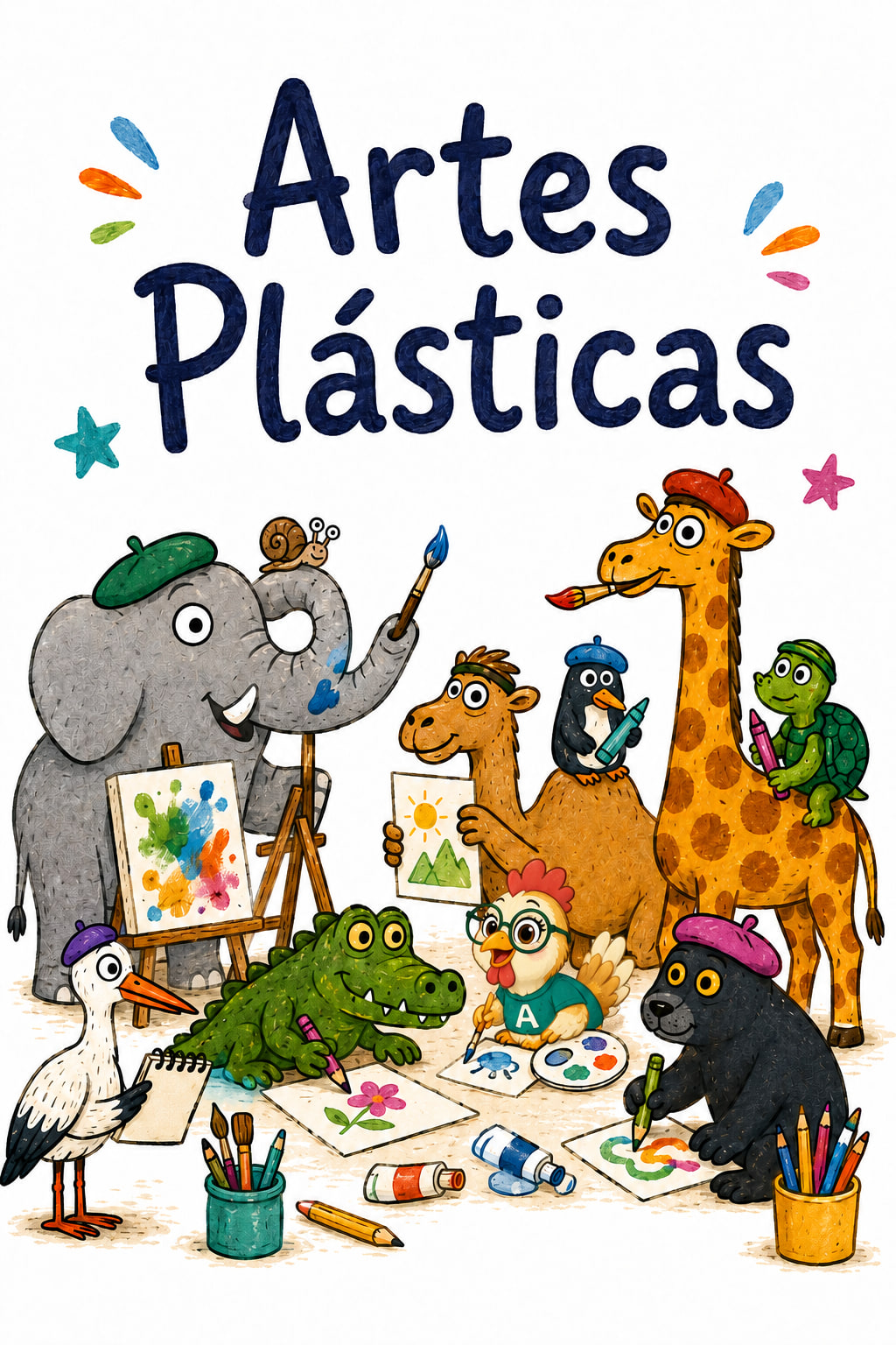 Nenas e nenos creando nun obradoiro de arte